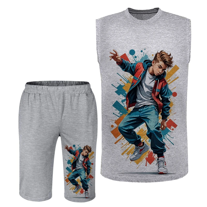 ست تاپ و شلوارک راحتی مردانه مدل A447 طرح پسرک