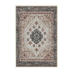 فرش ماشینی 1000 شانه اورکوم زمینه کرم حاشیه خاکستری طرح مینیمال سارو کد OR.1127.01