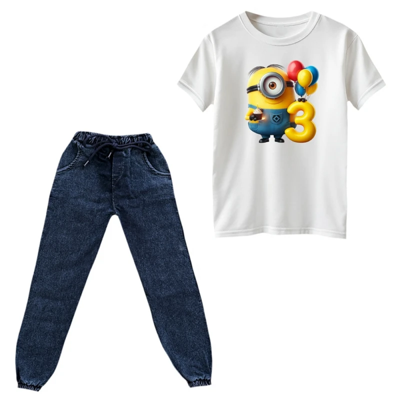 ست تی‌شرت و شلوار پسرانه مدل مینیون کد 14