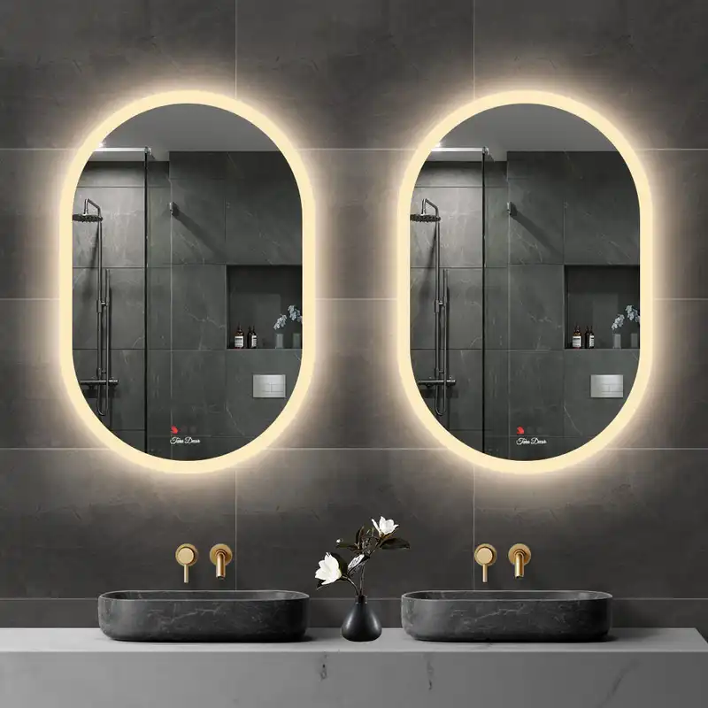 آینه سرویس بهداشتی تارا دکور طرح کپسولی دور رینگ مدل حرکتی کد ic173