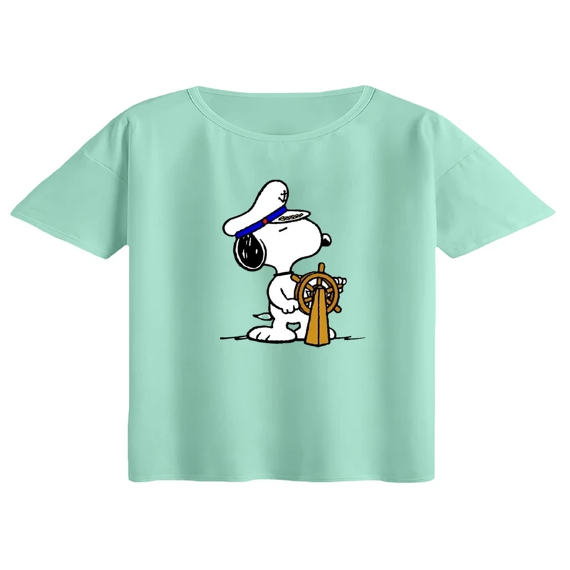 کراپ تی‌شرت آستین کوتاه زنانه مدل اسنوپی کد ۷