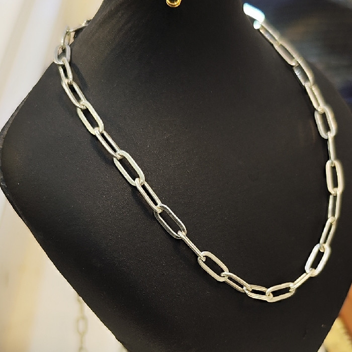 زنجیر نقره مردانه مدل آجری کد 45