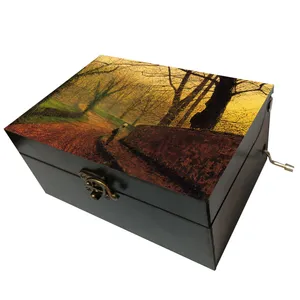 جعبه موزیکال مدل هندلی طرح منظره پاییز پارک استپلتون انگلستان کد T1109