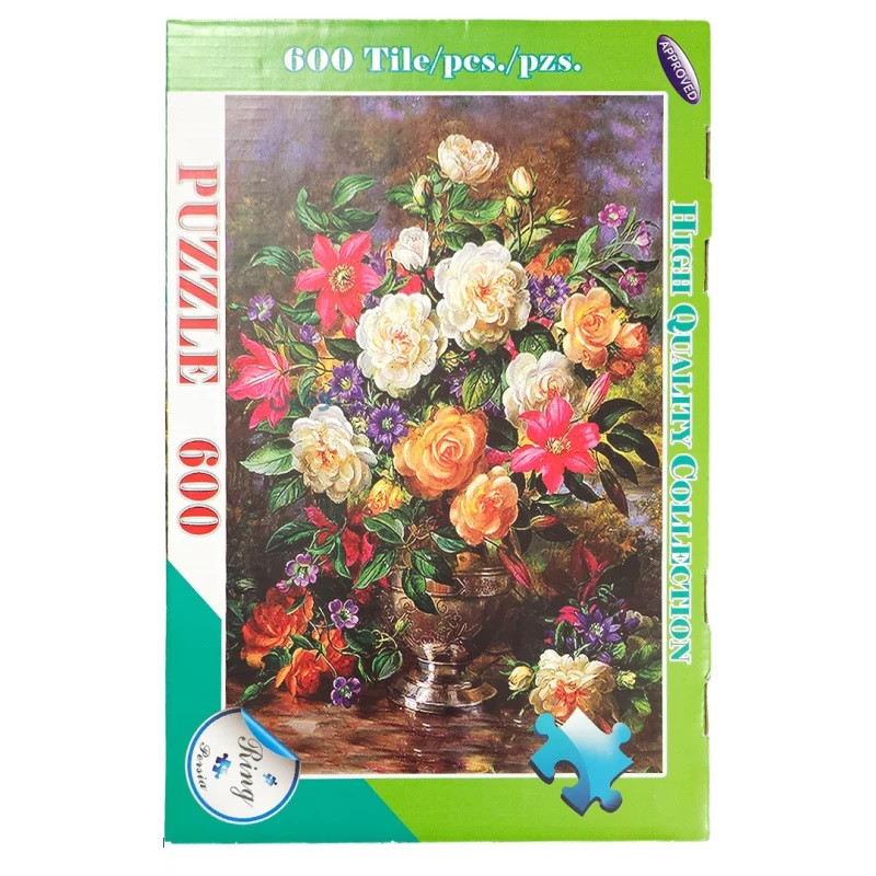 پازل 600 تکه رینگ طرح گلدان و گل