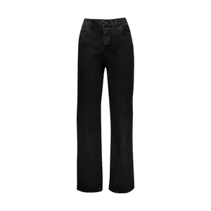 شلوار جین زنانه ویتالیت مدل نیم بگ رنگ مشکی