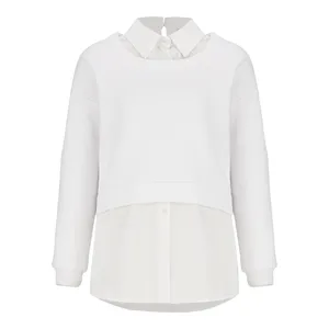 بلوز آستین بلند زنانه سرژه مدل تریکو ترکیبی کد 203359 رنگ سفید