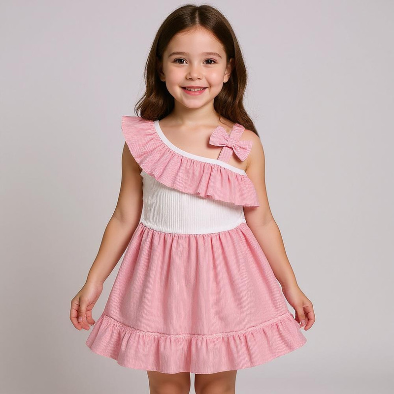 پیراهن بدون آستین یقه رومی دخترانه مدل 35771