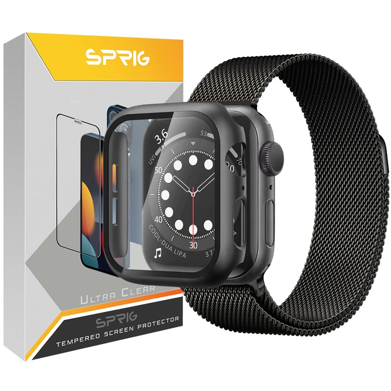 بند اسپریگ مدل Milanese Guard مناسب برای اپل واچ سری 4/5/6/SE سایز 44 میلی متری به همراه کاور