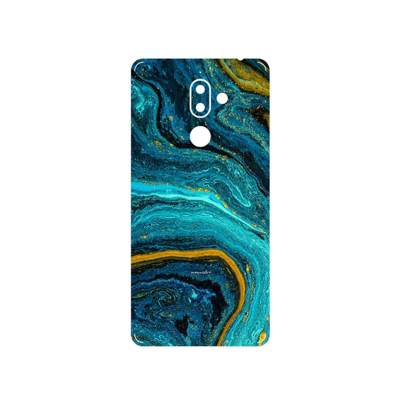 برچسب پوششی ماهوت مدل Turquoise marblewith golden streaks مناسب برای گوشی موبایل نوکیا 7 Plus