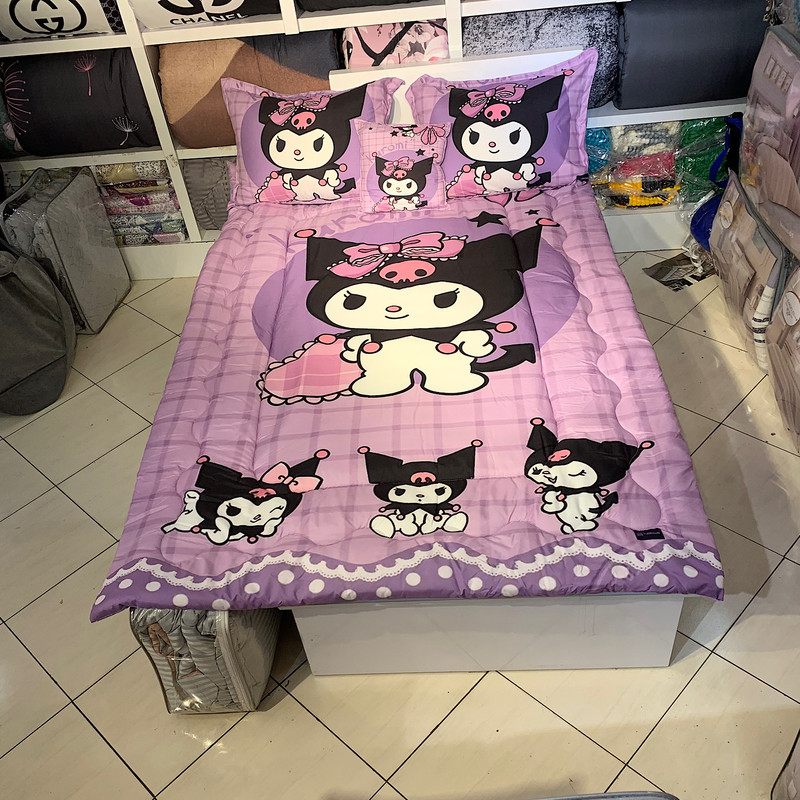 سرویس خواب مدل کرومی kuromi بازیگوش کد 573 یک نفره 5 تکه