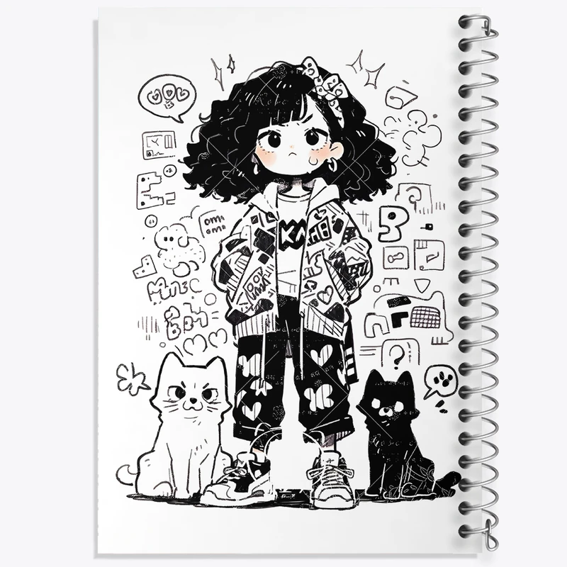 دفتر لیست خرید 50 برگ خندالو طرح دختر و گربه کد N3022