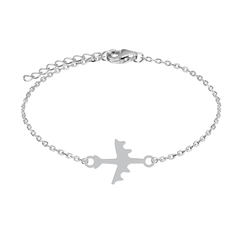 دستبند زنجیری زنانه هایکا طرح هواپیما کد zd.h 406