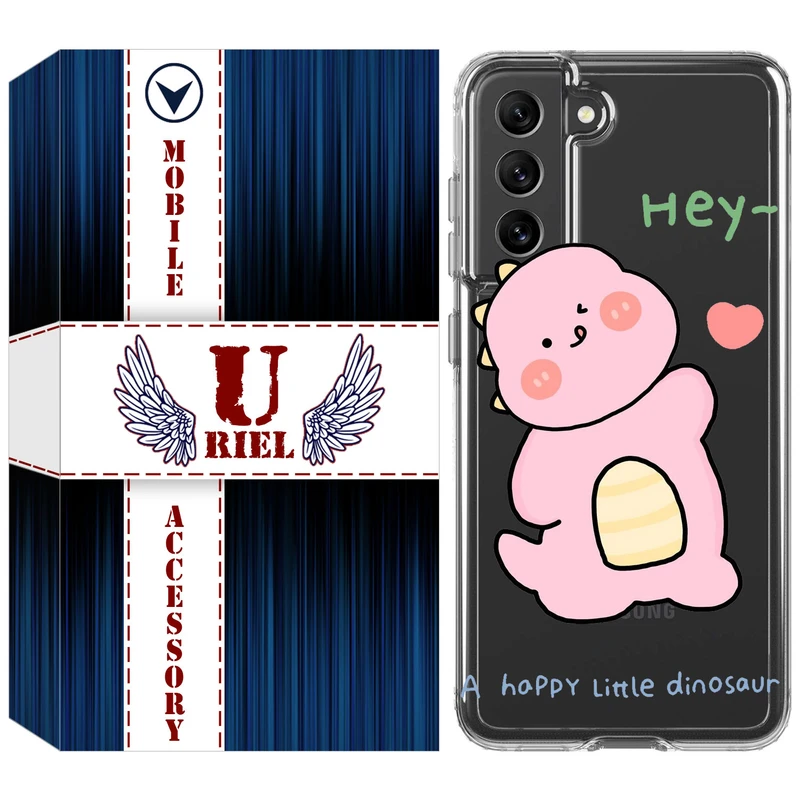 کاور یوریل مدل Clear کد 26 طرح دایناسور صورتی مناسب برای گوشی موبایل سامسونگ Galaxy S21 FE