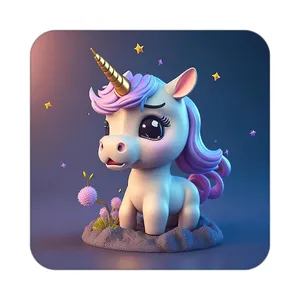 زیر لیوانی کاکتی طرح اسب تک شاخ و یونیکورن مدل mp33531