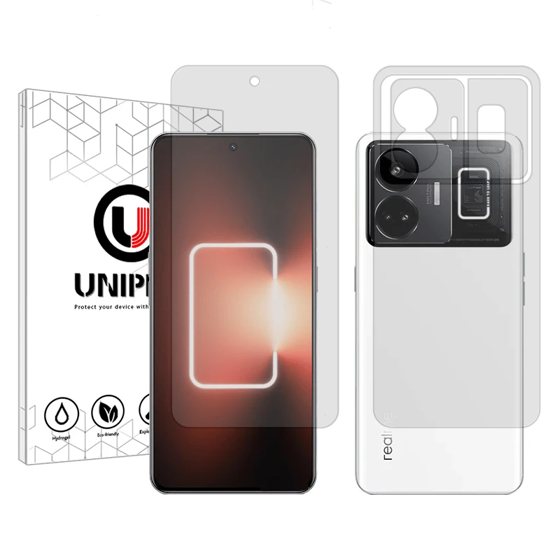 محافظ صفحه نمایش شفاف یونی پرو مدل Explosion Proof مناسب برای گوشی موبایل ریلمی GT3 به همراه محافظ پشت گوشی