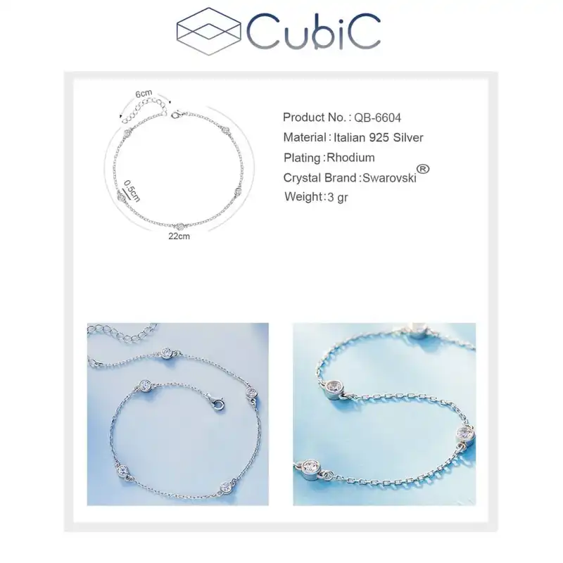 پابند نقره زنانه کوبیک مدل QB-6604