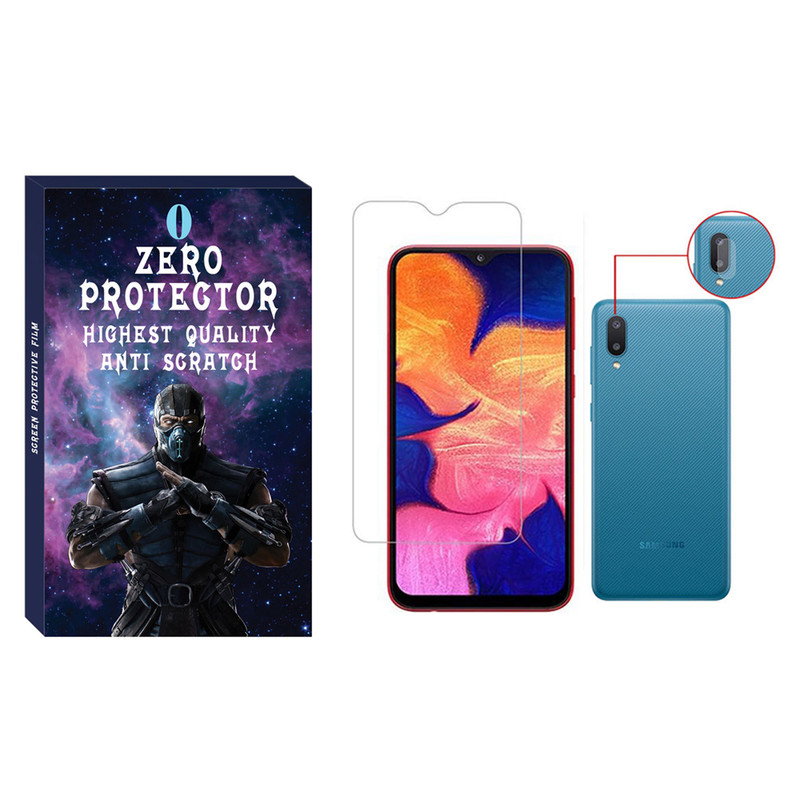  محافظ صفحه نمایش زیرو مدل SDHZ-01 مناسب برای گوشی موبایل سامسونگ Galaxy A02 به همراه محافظ لنز