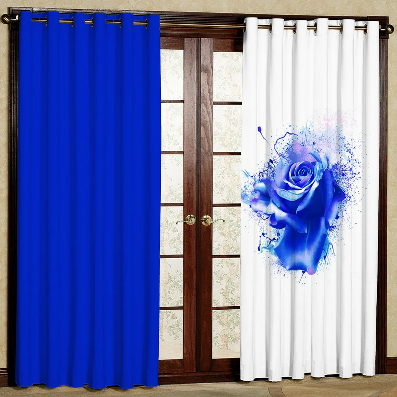 پرده مدل تک گل مخمل پانچی کد 298 سایز 140x280 سانتی متر
