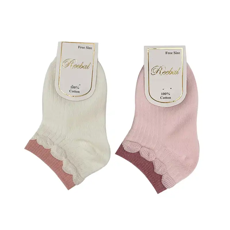 جوراب بچگانه مدل لبه چین چین بسته 2 عددی