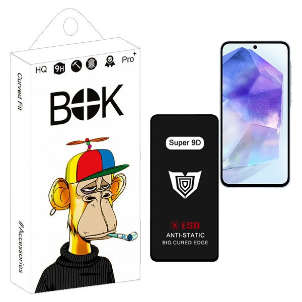 محافظ صفحه نمایش بوک مدل Super 9D مناسب برای گوشی موبایل سامسونگ Galaxy A55