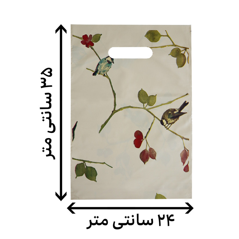 کیسه خرید مدل دسته دار ضخیم گنجشک و شاخه سار بسته پنج عددی