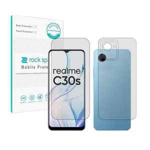Rockspace HyGEL model transparent screen protector suitable for Realme C30s mobile phone along with the back of the phone