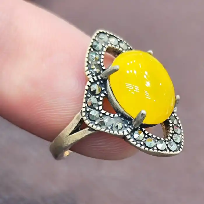 انگشتر نقره زنانه مدل سنگ شرف الشمس کد 100