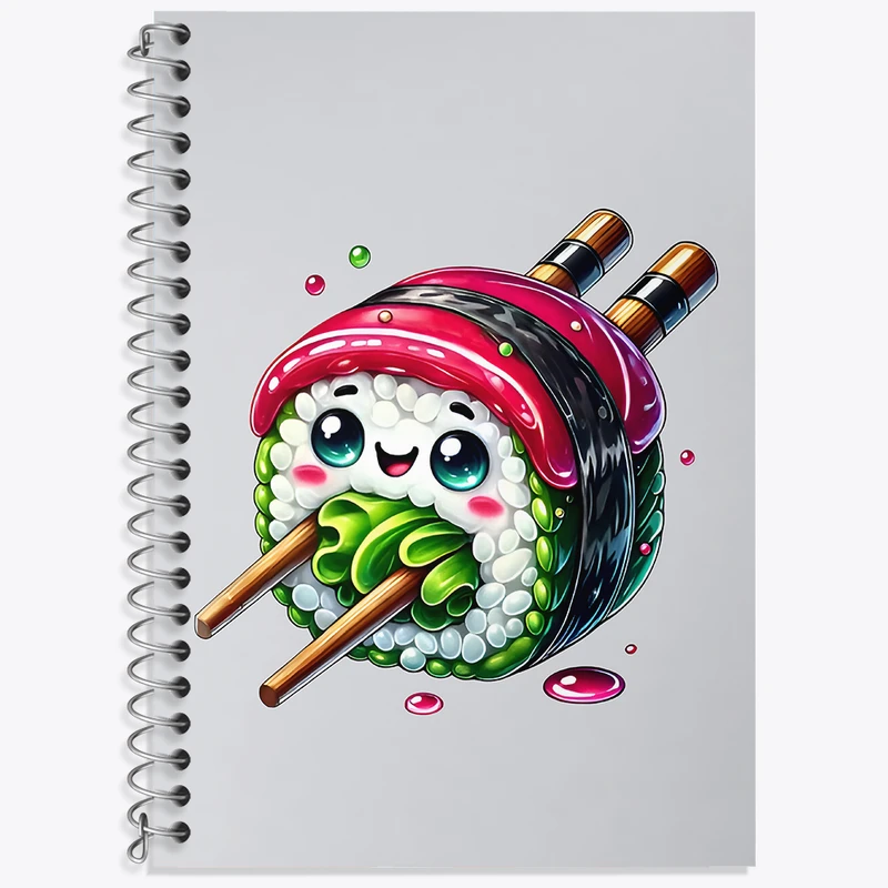 دفتر زبان 50 برگ خندالو مدل دو خط طرح سوشی کیوت کد N5943