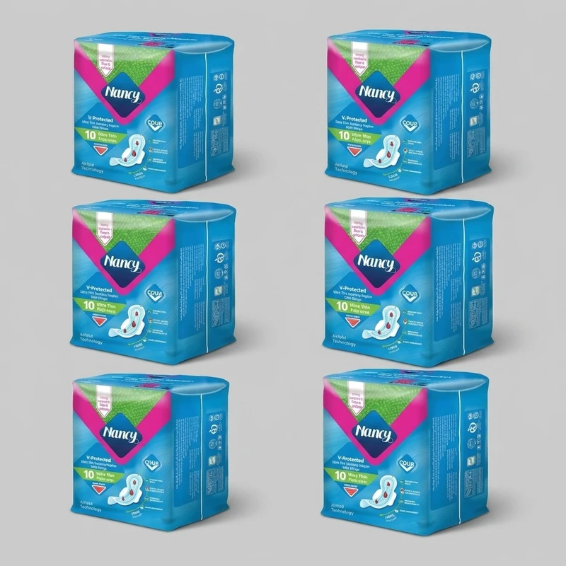 نوار بهداشتی نانسی مدل ایرلید سایز بزرگ شش بسته 10 عددی