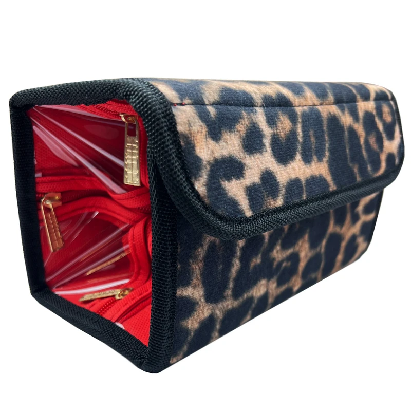 کیف لوازم آرایش زنانه مدل پلنگی چهار جیب کد KLA-042