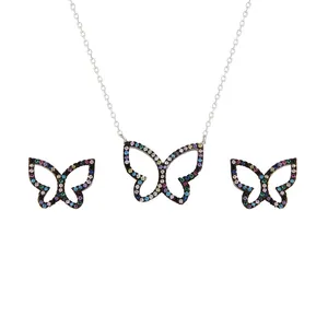 نیم ست نقره زنانه مدل پروانه کد M1133