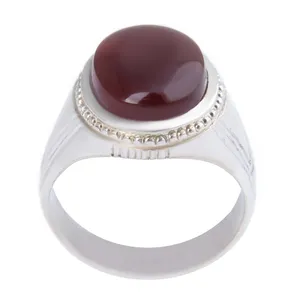 انگشتر نقره مردانه بازرگانی میلادی مدل سنگ عقیق رکاب دست ساز کد AM_2534