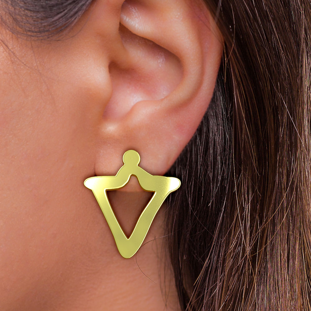 گوشواره طلا 18 عیار زنانه مدوپد مدل هندسی کد GA1-16152