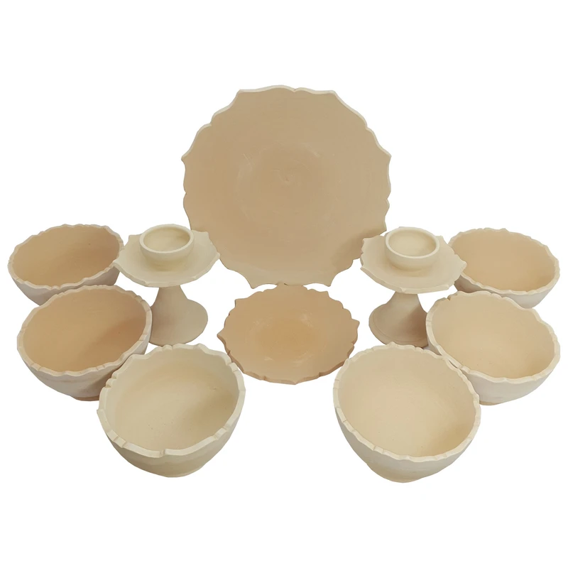 ست 10 تکه هفت سین سفالی خام مدل کمانی کد H1008