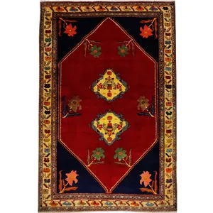فرش قدیمی دستبافت پنج و نیم متری طرح ماهی کد HA77