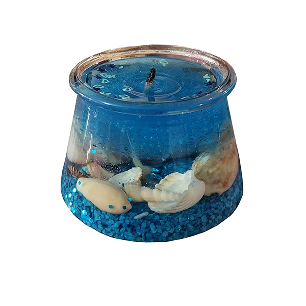 شمع مدل ژله ای طرح اقیانوس آبی صدفی di.ab.j