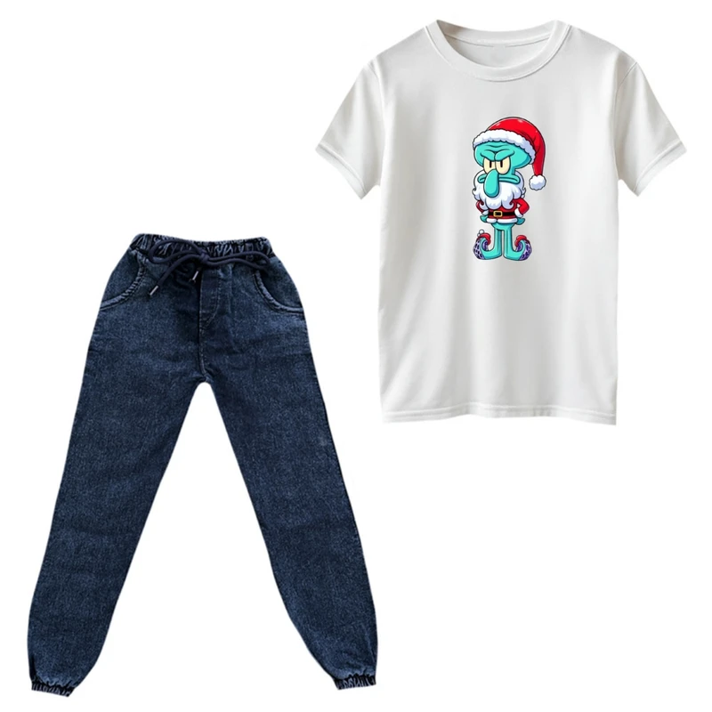 ست تی‌شرت و شلوار پسرانه مدل کریسمسی کد 04