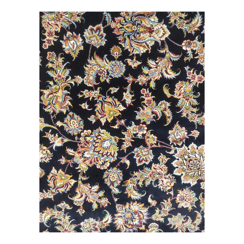 فرش ماشینی مشهد کد 872149 زمینه سرمه ای