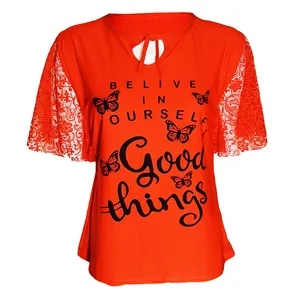 بلوز آستین کوتاه زنانه مدل پروانه رنگ قرمز