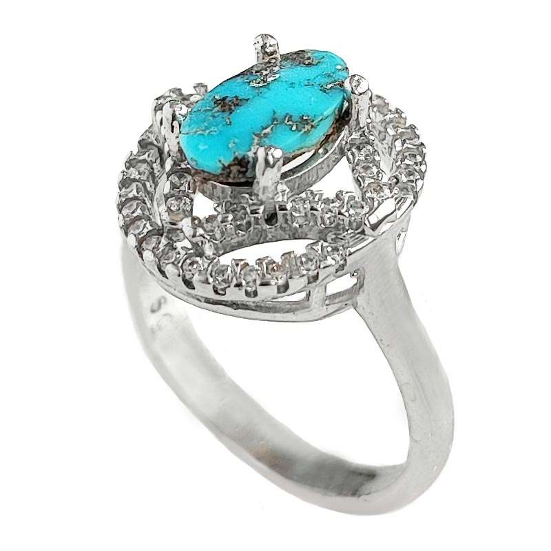 انگشتر نقره زنانه مدل فیروزه نیشابور FW3064