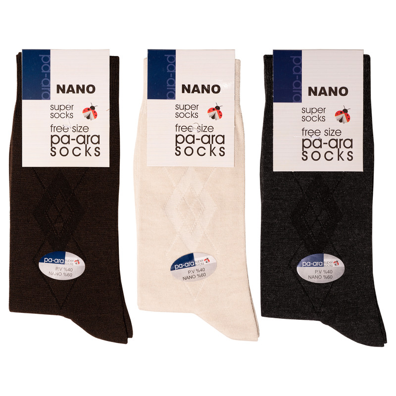 جوراب مردانه پاآرا مدل نانو 60 کد 6002 مجموعه 3 عددی
