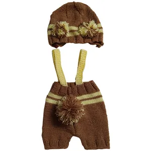 ست سرهمی و کلاه بافتنی نوزادی کد 2872