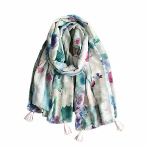شال زنانه مدل گل دار آبرنگى
