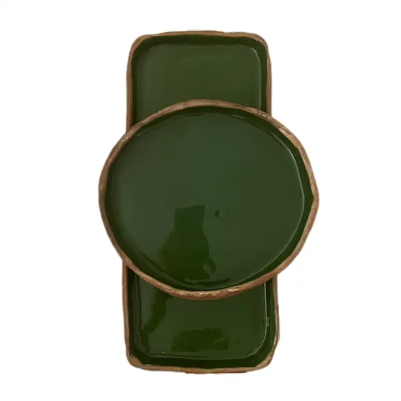 ست دیس و بشقاب سفالی مدل خاکاب کد 02