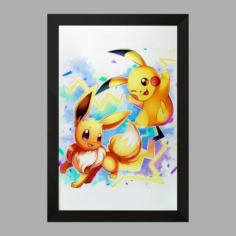 تابلو خندالو مدل پیکاچو و ایو انیمه پوکمون  کد 17365