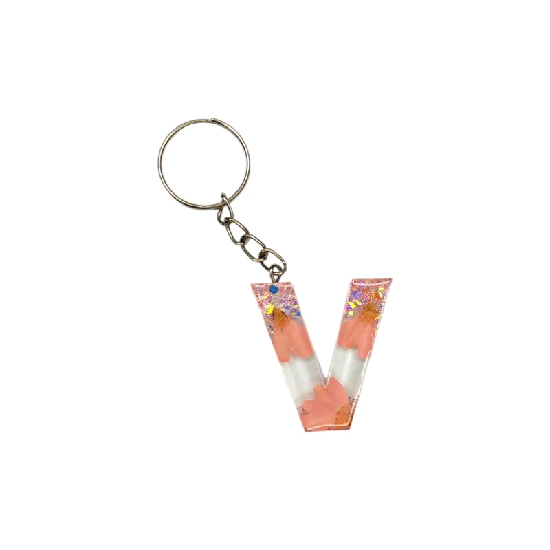 جاکلیدی رزینی طرح حرف V انگلیسی