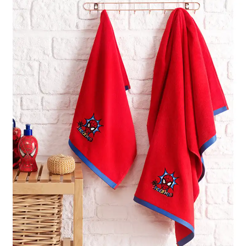 سرویس حوله 2 تکه ازدیلک مدل Spiderman Red