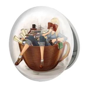 آینه جیبی خندالو طرح چای مدل تاشو کد 5947 