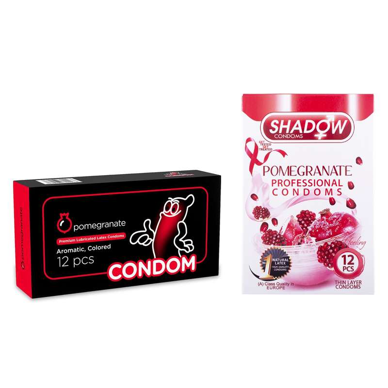 کاندوم شادو مدل Pomegranate بسته 12 عددی به همراه کاندوم کاندوم مدل Pomegranate بسته 12 عددی