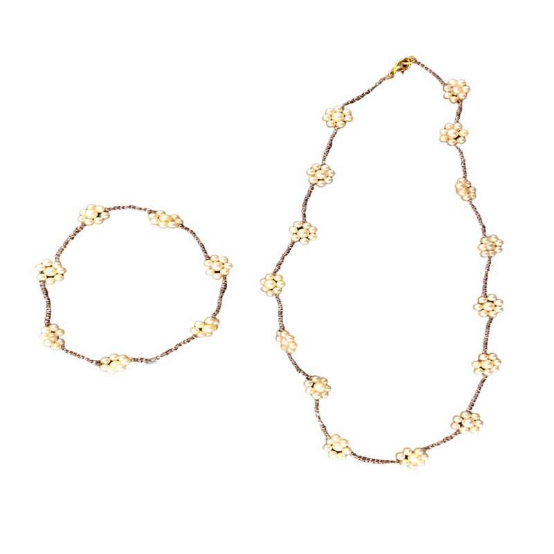 نیم ست دخترانه مدل ملیله منجوق گل کد 35665